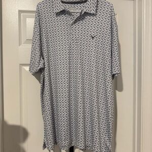 Callaway White and Blue Geometric Polo Shirt